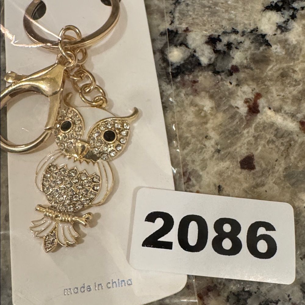 2086 Rhinestone, Owl Key Ring & Bag Charm